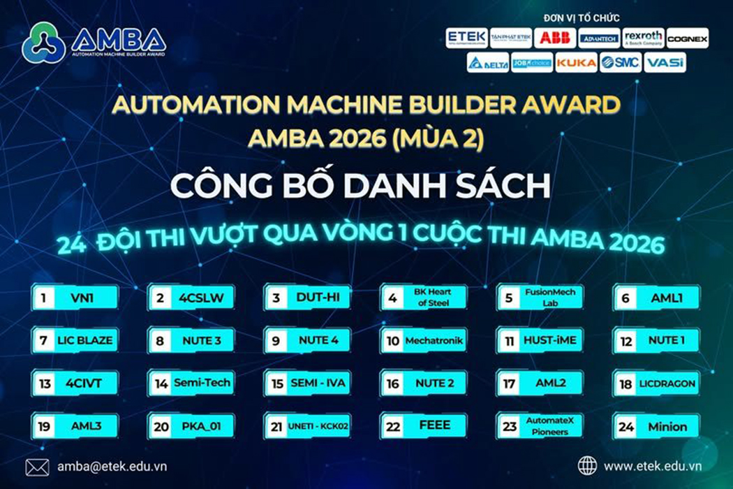 Sinh viên NUTE ghi dấu ấn tại AMBA 2026: 4 đội tuyển tiến thẳng vào Vòng Thiết kế chi tiết