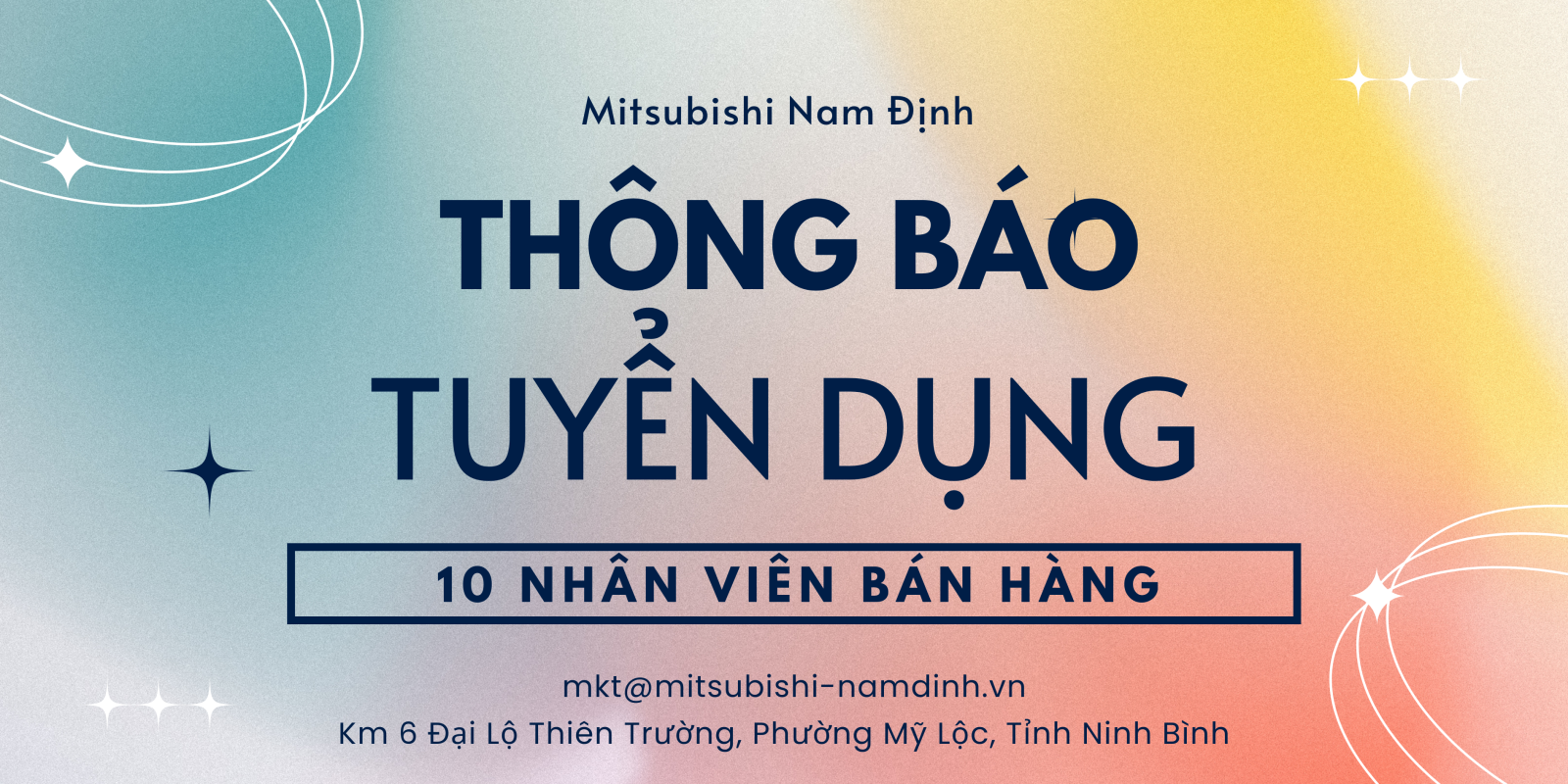 Mitsubishi Nam Định tuyển 10 nhân viên Tư vấn bán hàng Ô tô (Thu nhập 10-30 Triệu/tháng)